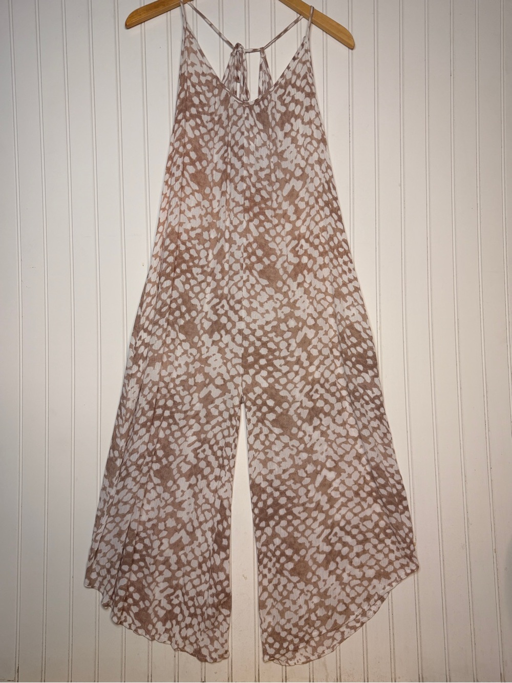Mahina Gauze Taupe Print Wide Leg Jumpsuit